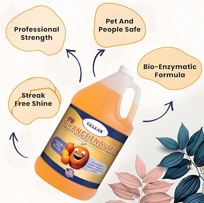Multi-Purpose Enzyme Cleaner - MADE IN USA - Concentrate MAKES 64 GALLON - Stain and Odor Eliminator - ORANGE ENZYME - Odor Floor Cleaner All Purpose 128 oz