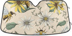 Bee White Daisy Windshield Sun Shade Blocks UV Rays Visor Protector Accordion Folding Sun Reflector Auto Sunshade for Car Truck SUV to Keep Your Vehicle Cool