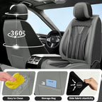 Fit Frontier Car Seat Covers Premium Leather for Nissan Frontier 2009-2025 2026. Waterproof， Breathable, Scratch-Resistant & All-Weather Seat Cushion Protector（Full Set,Gray&Black
