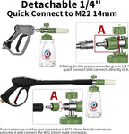 Dual Connector Accessory with Pressure Washer Foam Cannon, Balabulala Pressure Washer Double Tip Attachment for Foam Blaster with with 5 Power Washer Sprayer Nozzles, 1/4" Quick Connect, 3600 PSI