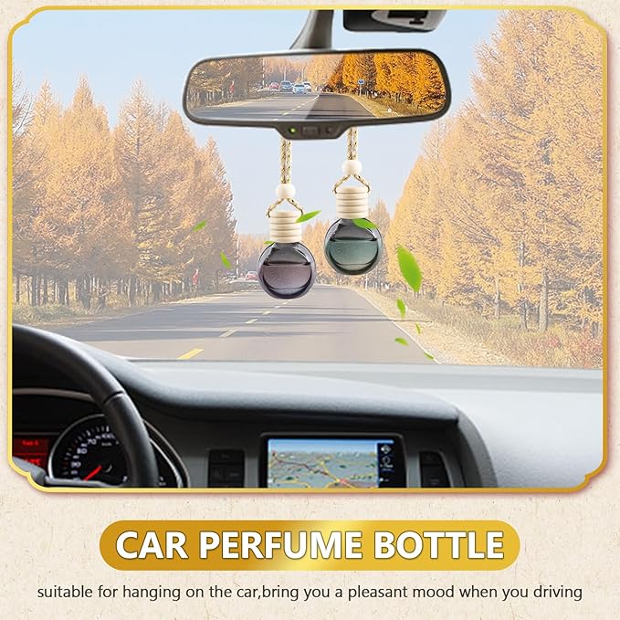 ConStore 20 Pack Black Hanging Car Air Freshener Bottle Empty Car Essential Oil Diffuser Bottles Pendant Black Glass Perfume Bottles Aromatherapy Fragrance Bottle Auto Ornaments Decor (oblate)