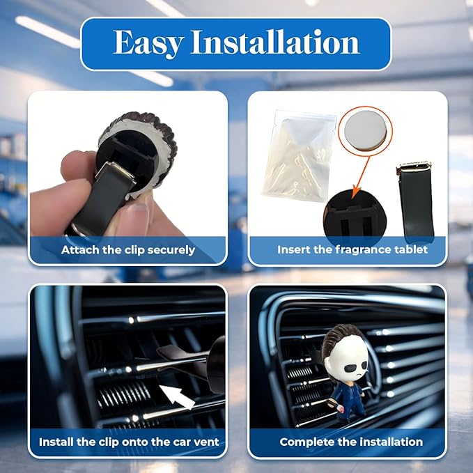 GENANY 3D Resin Horror Movie Killer Character Car Air Freshener Vent Clips, Spooky Car Freshener, Horror Air Freshener, Gothic Gifts for Women and Men, Cool Spring Gifts For Horror Fans