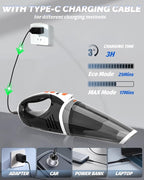BRL Handheld Vacuum Cordless, Brushless Car Vacuum Cleaner with 12000PA Powerful Suction, 2 Suction Modes Mini Hand Vacuum, Dry & Wet, Portable Vacuum for Car Pet Hair, Home, Office, Keyboards