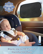 Car Window Shades for Baby【8 Suction Cups & Static Cling】 2 Pack-21"x14" Side Window Cover for Child,Certified Sunshades for Kids to Block 99.9% UVR, Sun Shade Universal Fit Most of Cars