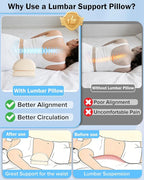 Lumbar Support Pillow for Bed Sleeping Couch, Relief Lower Back Pain, Waterproof Small Lumbar Pillow for Car, Recliner Cushions for Elderly, Memory Foam Office Chair Lower Back Support Cushion