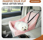 Dog Car Seat for Medium Dogs, Pet Travel Bed with Seat Belt Channel, Fully Detachable and Washable, 3 Straps Easy to Install (Pink)