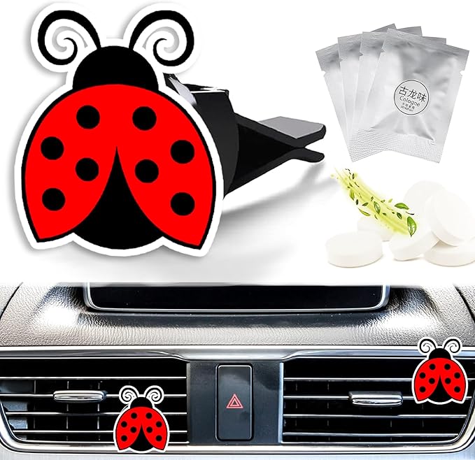 Cute Car Air Freshener Clips Ladybug Car Vent Clips Ladybug Cars Scents Cologne Air Conditioner Clip Auto Vent Interior Decoration Cars Accessories Ladybugs Gifts for Men Women,Friends