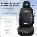 Coverado Front Seat Covers, 2 PCS Leather Seat Cover, Black Seat Cover for Cars, Waterproof Car Seat Cover, Car Seat Protector, Driver Seat Covers Seat Cushion Universal Fit for Most Vehicles (Black)