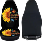 BIGCARJOB Sunflower Print Car Seat Cover Set for Front Seat Only,Sunshine Sunflower Auto Front Seat Protector Full Set Butterfly Car Interior Accessories,Universal Fit