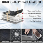 Coverado Seat Covers Full Set, Faux Leather Seat Covers for Car, Waterproof Car Seat Protectors 5 Seats, Automotive Seat Covers Universal Fit for Most Cars SUV Trucks- Gray&Black