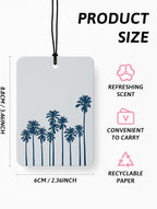 Preppy Blue Beach Car Air Freshener 4 Pcs, Coastal Coconut Tree Starfish Ocean Hanging Air Freshener for Closet Drawer Books, Girly Beachy Car Accessories Mirror Decor for Women