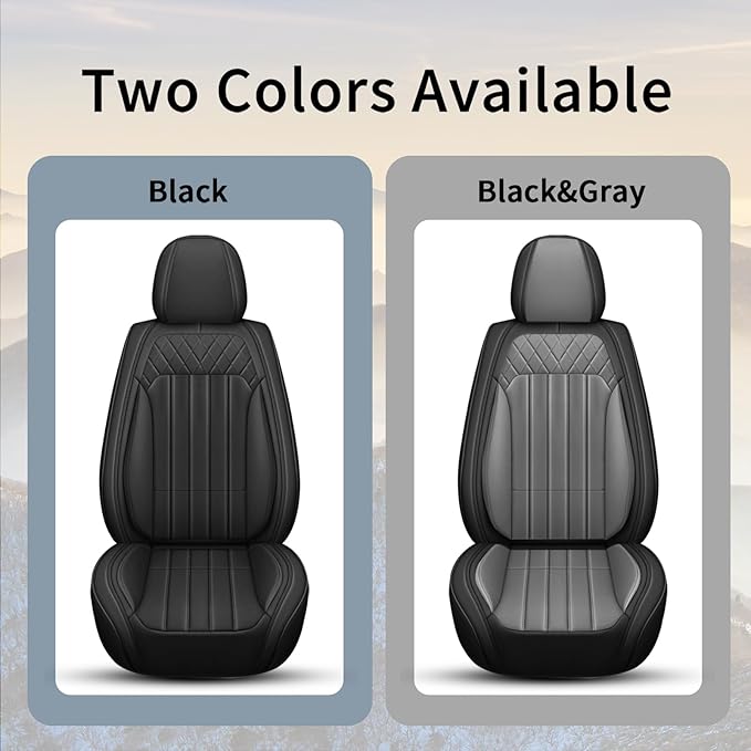 Car Seat Covers Fit for Kia Sorento 2007-2023 2024 2025: Front Set Waterproof Leather Vehicle Seat Cushion Luxury Automotive Protector Easy to Install(2 Seats, Black&Grey)