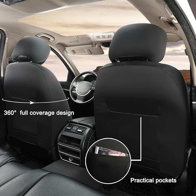 GIANT PANDA Front Seat Cover for Honda, 3D Air Mesh Bucket Car Seat Protectors Custom Fits Honda Civic Accord Pilot CRV HRV Element Passport (Black) 2-Pack