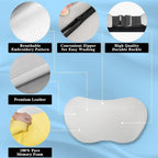 Car Headrest Pillow 100% Memory Foam, Breathable Removable Leather Cover, Premium Seat Support Head Neck Cushion for Driving Travel Home Office, White, 2 Pack