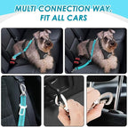 SlowTon Dog Seatbelt, 2 Pack Dog Seat Belt Car Leash Adjustable Elastic Bungee Buffer Heavy Duty Nylon Reflective Pet Safety Tether Connect to Dog Harness for Travel Riding in Vehicle (Daul Clip, TB)