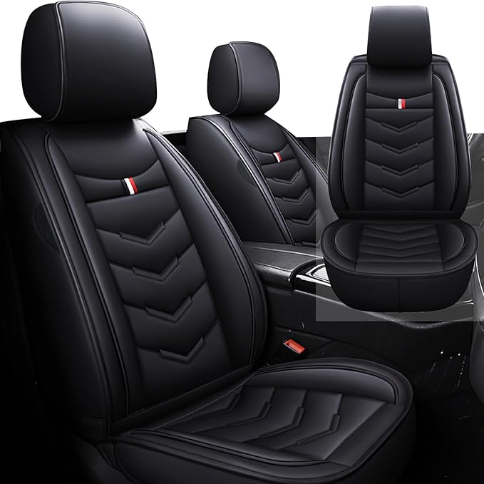 Front Seat Cover for Toyota Highlander 2001-2025, Waterproof Durable Premium Leather Car Seat Protector, Comfortable Anti-Slip Stylish Sport Seat Cover(2 Seats Standard,Black)