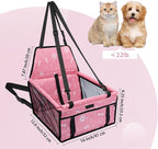 PetsHome Dog Car Seat Foldable Dog Car Booster Seat Waterproof Breathable Oxford Travel Bag for Small to Medium Dogs, Puppies, and Pets-Pattern Pink