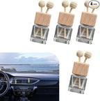 4 PCS Car Diffuser Air Freshener Bottles, Refillable Empty Glass Essential Oil Diffuser Vent Clip & Wooden Caps Sticks, Universal Aromatherapy Diffusers for Most Vehicles (Square)