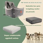 Dog Car Seat for Medium Sized Dog,Pet Travel Car Bed with Seat Belt Channle,Fully Detachable and Washable Car Dog Seat with Adjustable Straps,3 Straps Easy to Install (Grey)