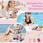 Snack Bag for Travel - Clear Chenille Varsity Letter Flat Pouch with Zipper, 12.2×8.46 inch Waterproof Clear Nylon Preppy Patch Makeup Cosmetic tote Bags for Women Girls