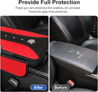 NBTEPEM Bling Crown Car Center Console Armrest Cover, Leather Middle Console Cover Cushion with 2 Storage Bags, Car Armrest Storage Box Interior Accessories for Most Vehicles(Red)