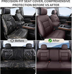 Coverado Silverado Seat Covers Full Set, Faux Leather Car Seat Covers Fit for Chevy Silverado GMC Sierra 2007-2013 & 2019-2026 1500, 2020-2026 2500HD 3500HD Crew Double Extended Cab(Brown)