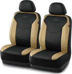 Skechers Memory Foam Seat Covers,Leather Car Seat Covers, Ultimate Comfort & Support Front Seat Covers Airbag Compatible, Automotive Universal Fit Most for SUVs, Vans, Sedans, Cars, Trucks,Beige