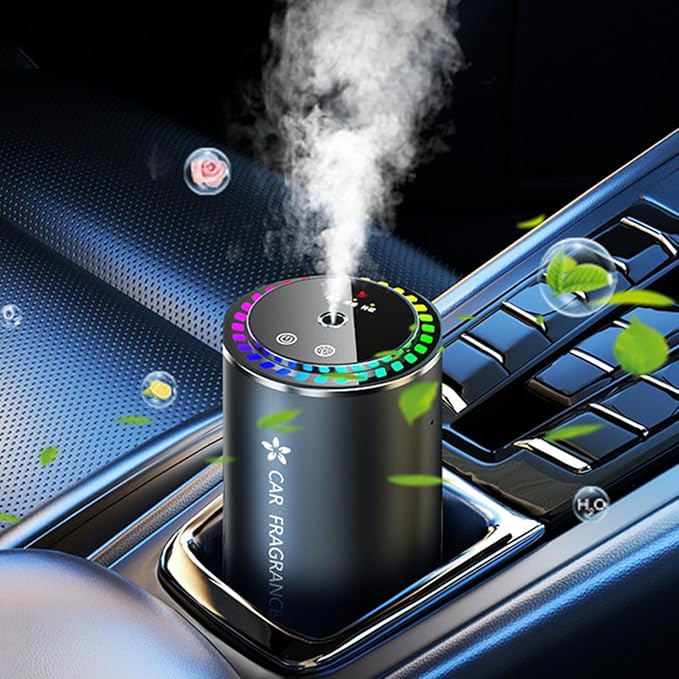 Mist Ultrasonic Humidifier Car Fragrance Diffuser Sure Here's A Product Title for Listing Air Freshener with Colorful Light Rechargeable Auto Pine Needles