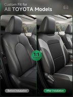 GIANT PANDA Air Cool Mesh Car Seat Cover Custom Fit Toyota Rav4 Camry Highlander Corolla Prius,Breathable Cooling Seat Protector with Leather Back Pannel(Black+Gray)