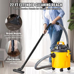 VEVOR 5 Gallon 6.0 Peak HP Wet and Dry Shop Vac， Portable Shop Vacuum and Blower 3-in-1 with Filter, Hose and Attachments for Home and Car Cleaning Black/Yellow