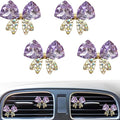 4 Pcs Bling Diamond Crystal Bow Vent Clips Car Interior Air Fresheners Automotive Rhinestone Decoration Adapt for Women and Girl (Purple)