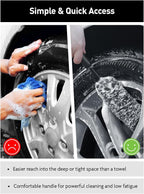 Fantasticlean 7PCS Car Wheel Cleaning Pro Kit, Tire Brush, Soft-bristled Rim Brush, Microfiber Flat Wheel Brush, Double-Ended Detailing Brush, Detailing Pads, Scratch-Free & Multipurpose