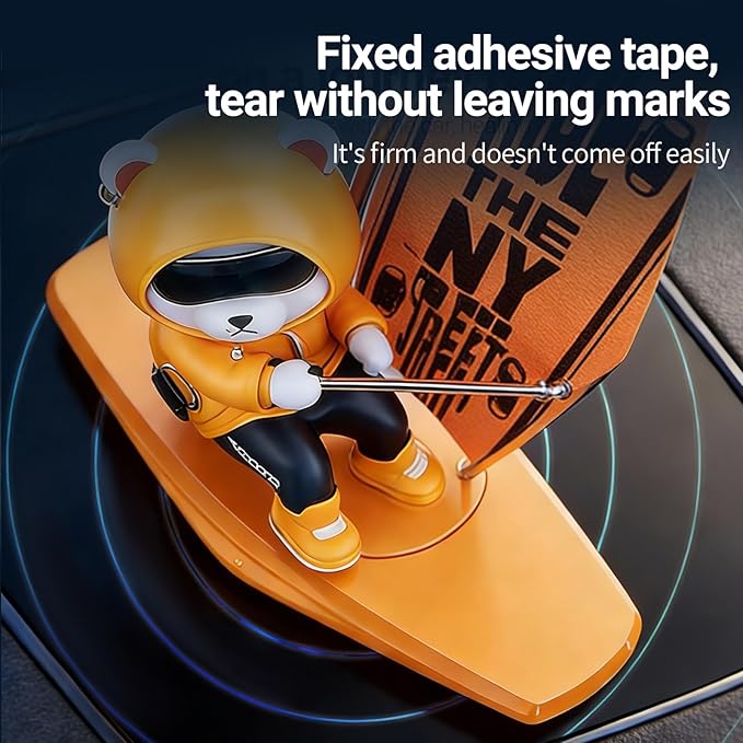 Car Air FreshenerThe Little Bear sways with the car Refillable Air Purifier for Interior Dashboard Decorations Accessories (Get Rich Quick-Yellow)