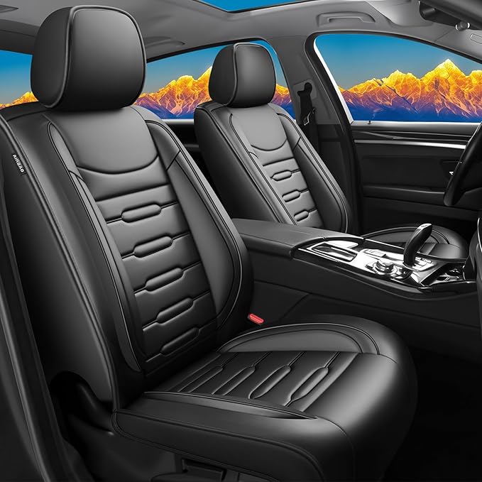 Fit Palisade Car Seat Covers for Hyundai Palisade 2000-2025 2026 - Upgraded Premium Waterproof & Breathable Leather, Airbag Compatible, All-Weather Seat Cushion Protector (Full Set, Black)