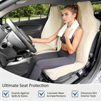 Car Seat Cover, Premium Auto Seat Towel Fit Cars SUV Trucks, Ideal Gift for Active People Who Work Sweat Swim Run Beach, Tan