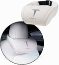 Car Headrest Neck Pillow Support Ergonomic, with Valve Stem Covers Accessory for Driving Seat Fatigue Relief Compatible with Model S X 3 Y & Cybertruck - 1 Piece