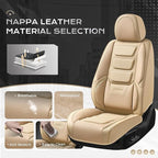 Coverado Car Seat Covers Full Set, Seat Covers for Cars, Front Seat Covers and Back Seat Cover Waterproof Leather Automotive Seat Cover, Universal Car Interior Protectors Cushion for Most Cars Beige