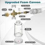 Foam Cannon Pro, Foam Cannon for Pressure Washer with 1/4" Quick Connector, Mini Soap Cannon with Adjustable Nozzle for car wash, Additional 1.1mm Orifice Nozzle (Clear)
