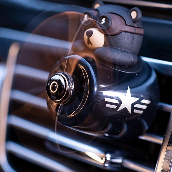 Car Air Fresheners,Cute Bear Pilot Car Diffuser Rotating Propeller Air Outlet Vent Fresheners,Aromatherapy Ornament Car Accessories