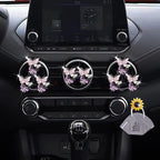 Maitech Car Air Fresheners Vent Clips for Women,4 Pcs Cute Dual Butterfly Diamond Rhinestone Air Freshener Vent Clip Sparkly Bling Car Accessories for Women (Pink)