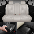 Car Seat Covers for Genesis GV70 2022-2025 2026, Full Set Nappa Leather Waterproof Breathable Anti-Slip Airbag Compatible Car Seats Protector, Car Interior Seats Cover (Beige,+Pillow)