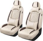 Car Seat Covers Compatible with Toyota Camry 2012-2026 Durable Waterproof Automotive Seat Covers Stretchable, Airbag Compatibility, Premium Nappa Leather(Beige Brown, 2 Pcs Front with Pillow)