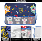 Car Window Shade for Baby, Blackout Car Window Curtain with Storage Pockets & 7 Suction Cups, Cartoon Pattern Cars Side Window Sun Shade Cover for Sun/Heat/UV Rays Protection (Blue-Cute Dogs)