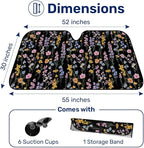 GENANY Floral Windshield Sun Shade for Car SUV Truck (55x30 Inches), Front Window Visor for Windows, Protector Blocks UV