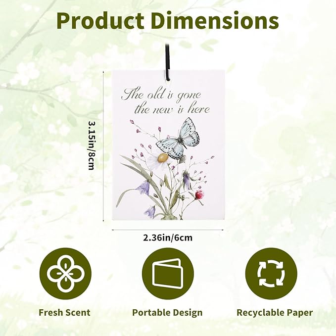 4pcs Christian Car Air Freshener, 3.15x2.36in/8x6cm Portable Cute Bible Verses Car Hanging Air Freshener with Pretty Bow and Floral Patterns for Cars Bathroom Dorm Books Decor(Green)