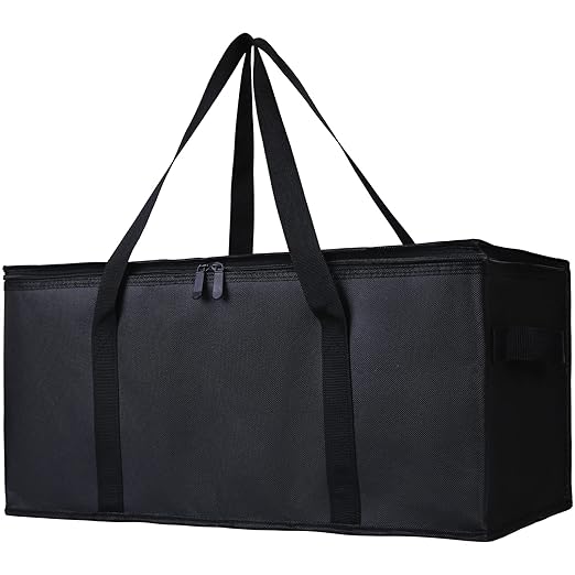 Bodaon 2-Pack Insulated Food Delivery Bag, 22" x 10" x 10" Insulated Pizza Delivery Bags for Hot/Cold Food, Black