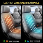 Coverado Chevy Silverado Seat Covers Full Set, Faux Leather Car Seat Covers Fit for 2014-2018 1500, 2015-2019 2500HD 3500HD Chevy Silverado GMC Sierra Crew Double Extended Cab (Gray)