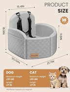 Dog Car Seat for Small/Medium Dogs, Elevated Dog Booster Seat Memory Foam Puppy Car Seat with Washable Cover, Travel Safety Pet Seat for Car with Storage Pockets Up to 35 lbs (Grey)
