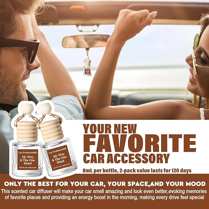 C Classy Car Air Freshener Hanging 2 Pack, M.y W.ay & The One Hotel Essential Oil Diffuser for Cars, Long-Lasting Fragrance, Cute Car Accessories, C ar Air Fresheners for Women & Men Gift, Made in USA