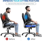 20" Gel Seat Cushion for Long Sitting(Jumbo&Thick) – Office Chair Cushion – Wheelchair Cushions for Pressure Sores – Non-Slip Desk Chair Car Seat Cushion Driving – Sciatica & Back Pain Relief